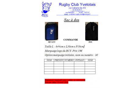 Commande de sacs à dos...